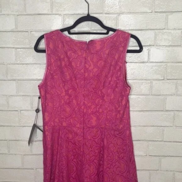 NWT Adrianna Papell Pink Lace Sheath Pocket Dress - Picture 7 of 13